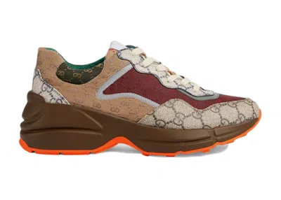 Pre-owned Gucci Rhyton Brick Red (women's) Sneakers In Brown