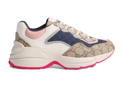 Pre-owned Gucci Rhyton Ebony (women's) Sneakers In Beige