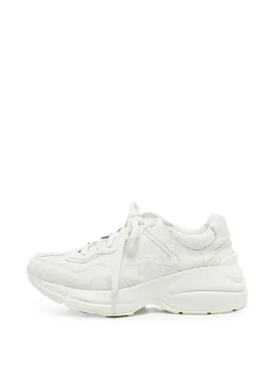 Pre-owned Gucci Rhyton Gg Sneakers In White