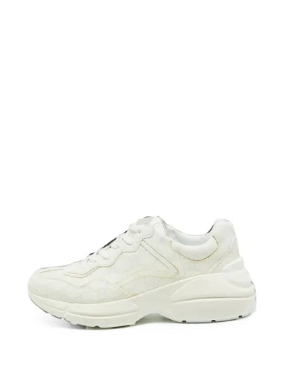 Pre-owned Gucci Rhyton Gg Supreme Sneakers In White