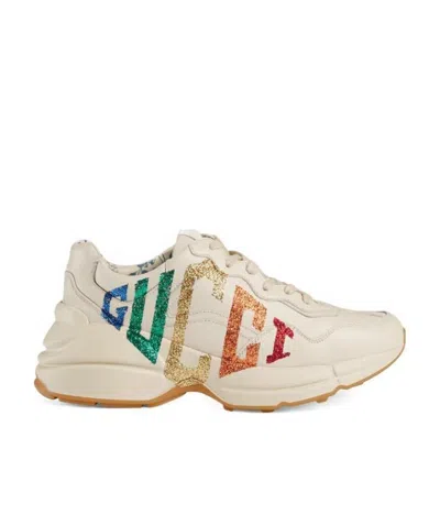 rhyton glitter gucci leather sneaker