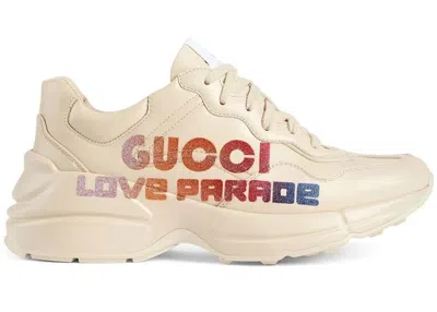 Pre-owned Gucci Rhyton Glitterlogo Chunky Sneaker Love Parade (women's) Sneakers In Off/white