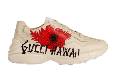 Pre-owned Gucci Rhyton Hawaii Print (women's) Sneakers In Beige/red/black