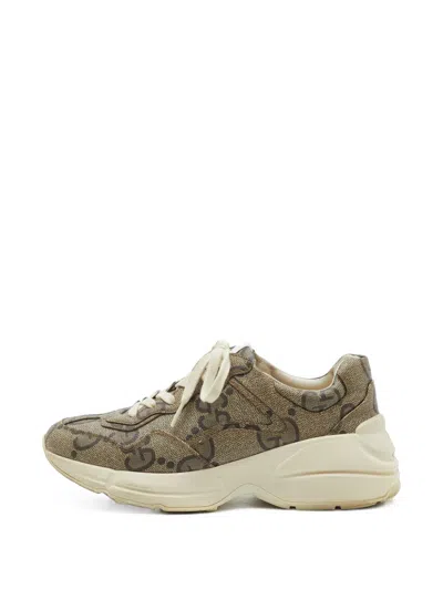 Pre-owned Gucci Rhyton Jumbo Gg Supreme Sneakers In Brown
