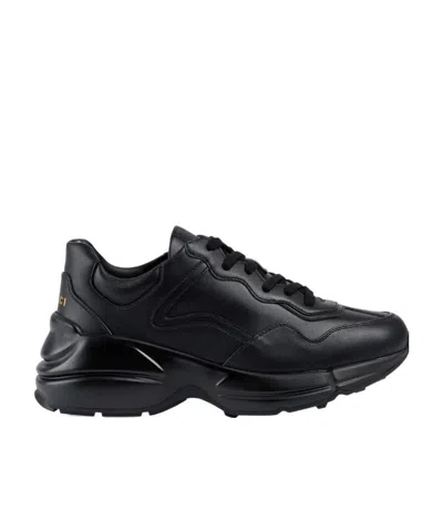 Gucci Rhyton Lace-up Sneakers In Black