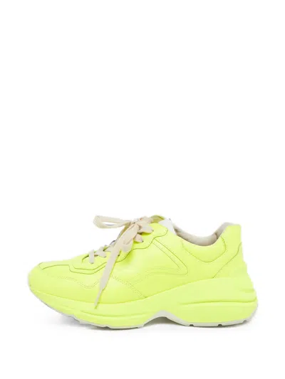 Pre-owned Gucci Rhyton Leather Low-top Sneakers In Green