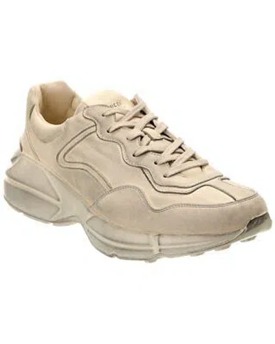Pre-owned Gucci Rhyton Leather Sneaker Men's White 10