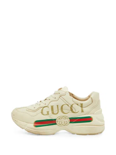 Pre-owned Gucci Rhyton Low-top Sneakers In Neutral
