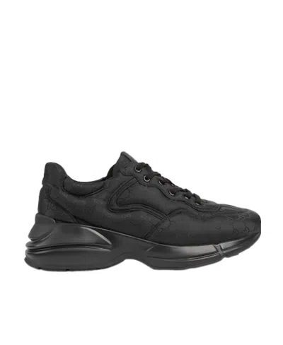 Gucci Rhyton Monogram Jacquard Sneakers In Black