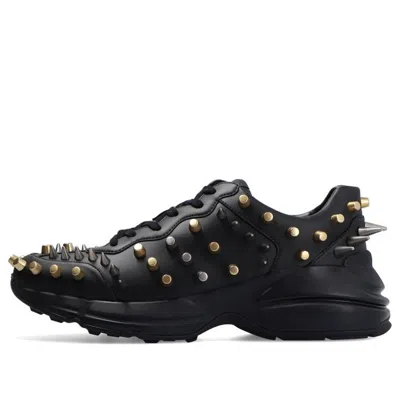 Gucci Rhyton Studded Low Top Sneakers 'black Gold'