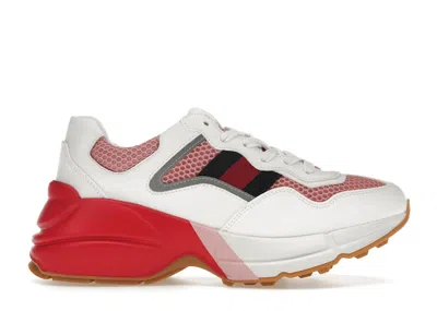 Pre-owned Gucci Rhyton (women's) Sneakers In White/pink/red In Multi