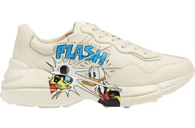 Pre-owned Gucci Rhyton X Disney Donald Duck Sneakers In Weiss