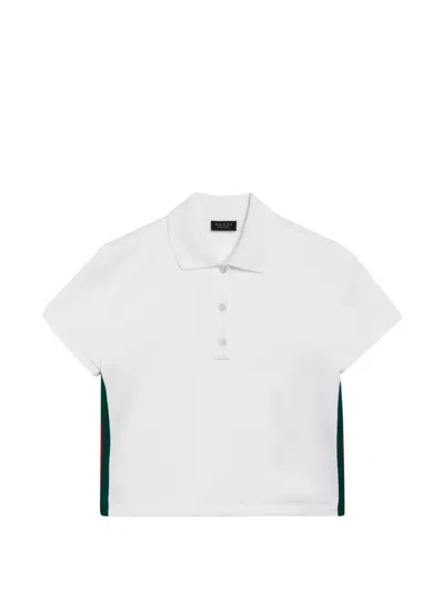Gucci Rib Cotton Jersey Polo Shirt With Web In White