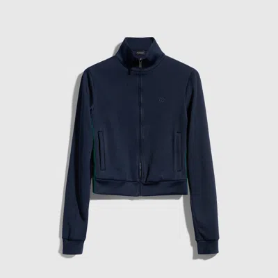 Gucci Rib Cotton Jersey Zip Sweatshirt With Web In Blue