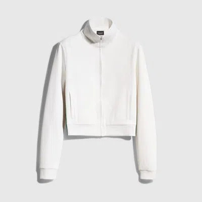 Gucci Rib Cotton Zip Sweatshirt With Web In White