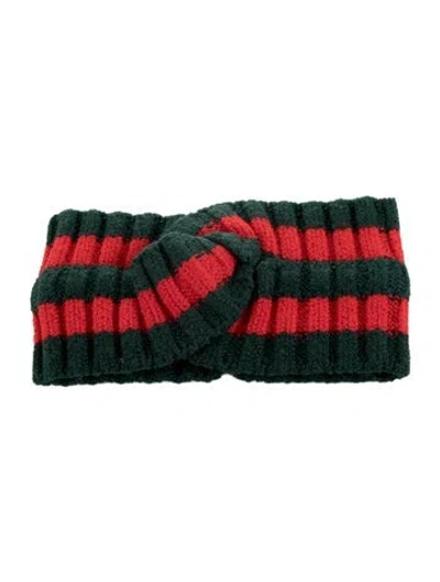Pre-owned Gucci Rib Knit Headband W/tags In Green/red
