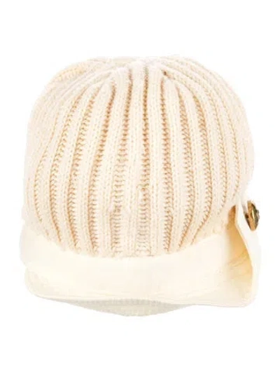 Pre-owned Gucci Rib Knit Stitched Hat In Neutral