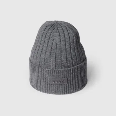 Gucci Rib Knit Wool Hat In Grey