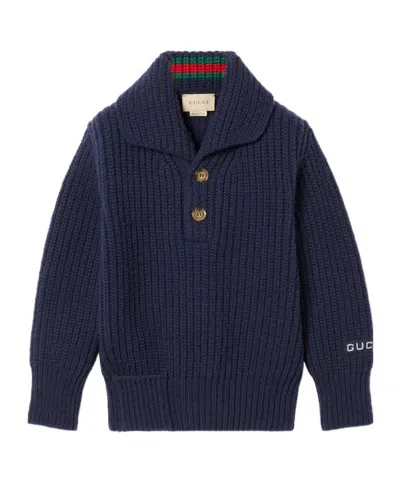 Gucci Rib Knitted Wool Sweater In Black
