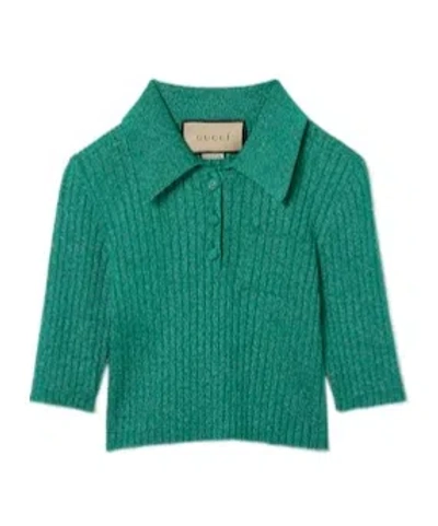 Gucci Rib Short Polo Shirt In Green
