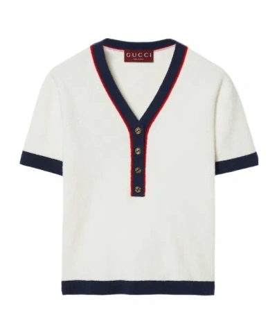 GUCCI RIBBED V-NECK T-SHIRT