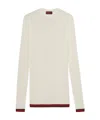Gucci Web Stripe Ribbed-knit Silk Sweater In White