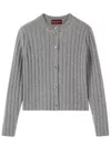 Gucci Rib Soft Wool And Cashmere Cardigan In Gray