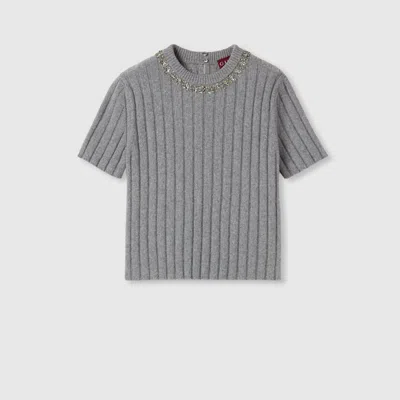 Gucci Rib Soft Wool And Cashmere Top In Gray
