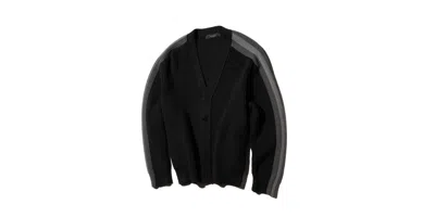 Gucci Rib Wool Cardigan With Muted Web In Black