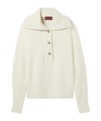 Gucci Rib Wool Cashmere Sweater In White