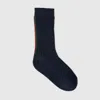 Gucci Rib Wool Socks With Web In Blue