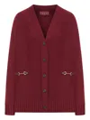 Gucci Wool And Cashmere V-necked Cardigan In Red