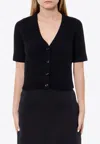 Gucci V-neck Wool-cashmere Cardigan In Black