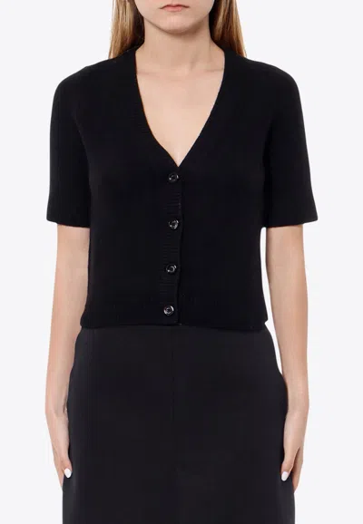 Gucci Ribbed Cardigan Top In Black