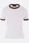 Gucci White Crewneck T-shirt With Web Detail On The Edges In Cotton Woman In White