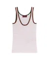 Gucci Ribbed Cotton Tank Top With Web Profile In Pink