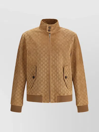 Gucci Ribbed Cuffs And Hem High Collar Jacket