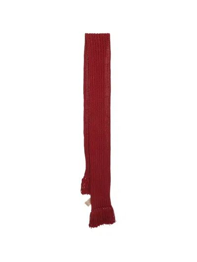 Pre-owned Gucci Ribbed Fringed Scarf In Red