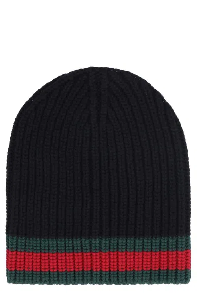 Gucci Ribbed Knit Beanie In Black