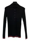 Gucci Ribbed-knit Buttoned Polo Shirt In Black
