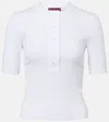 Gucci Ribbed-knit Cotton Polo Shirt In White