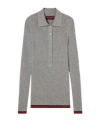 Gucci Cashmere And Silk Polo Top With Web In Gray
