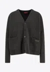 Gucci V-neck Long Sleeve Cardigan Front Pockets In Gray