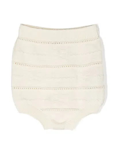 Gucci Babies' Ribbed Knitted Shorts In Neutrals