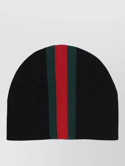 Gucci Ribbed Merino Wool Beanie In Black