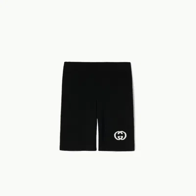Gucci Ribbed Shorts With Intarsia In Black