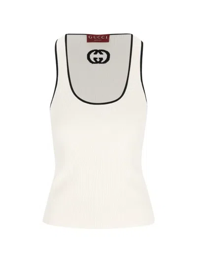 Gucci Ribbed Tank Top In Neutral