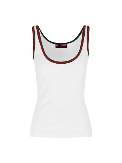 Gucci Ribbed Tank Top "web" In White