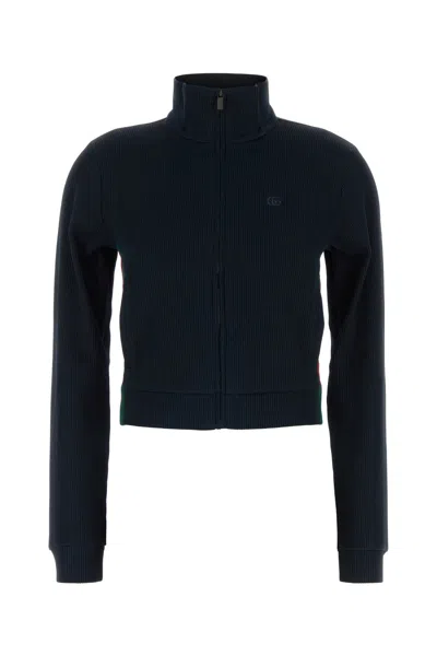 Gucci Jersey Sweatshirt High Collar Long Sleeves Ribbed In Black