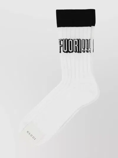 Gucci Women White Stretch Cotton Blend Socks